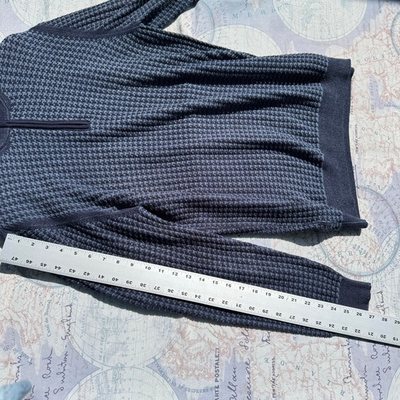 Tom James Quarter Zip Pullover Sweater Textured Knit Blue Cotton Blend Mens M/L - Picture 6 of 12